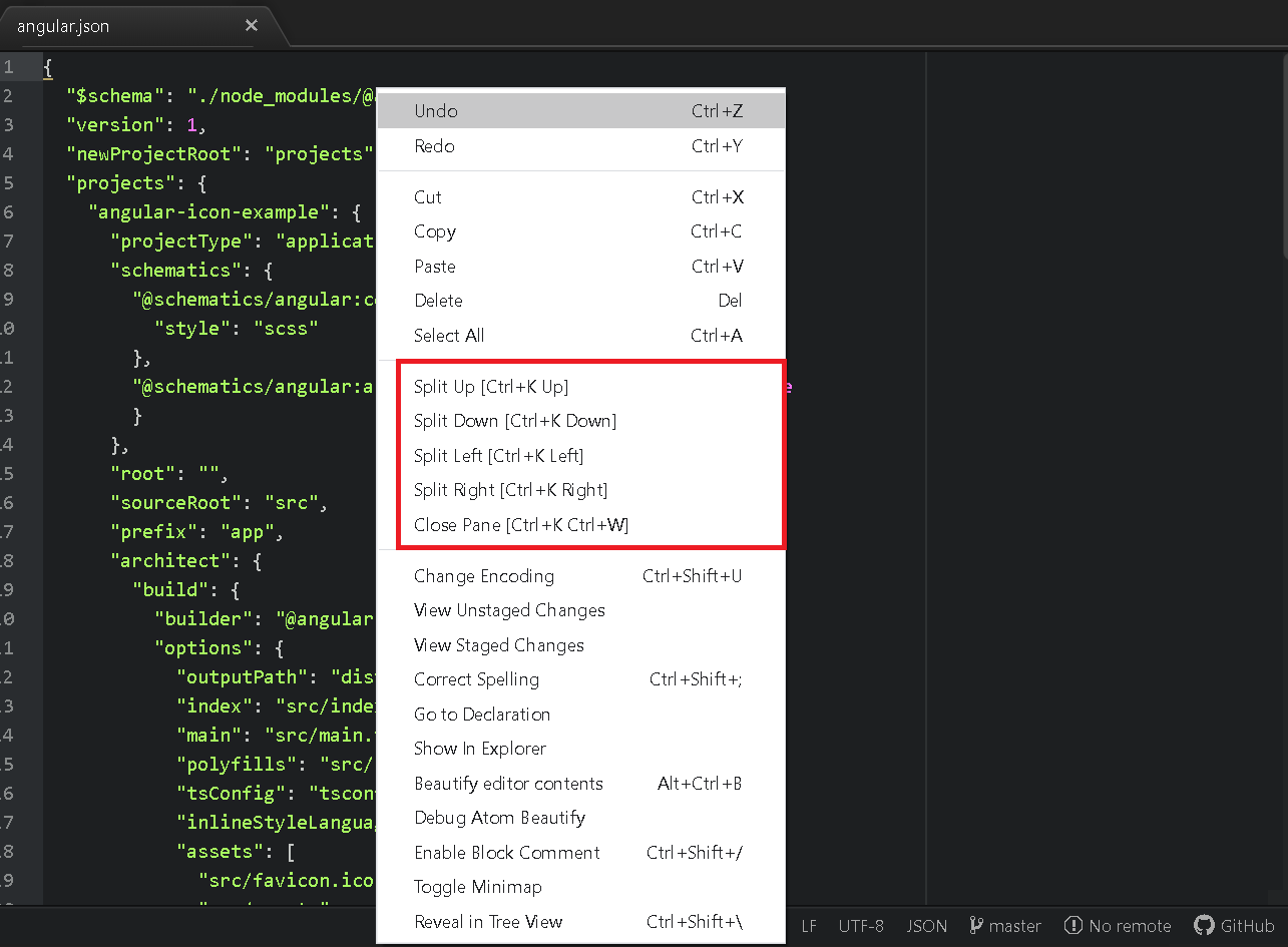 atom command palette split pane