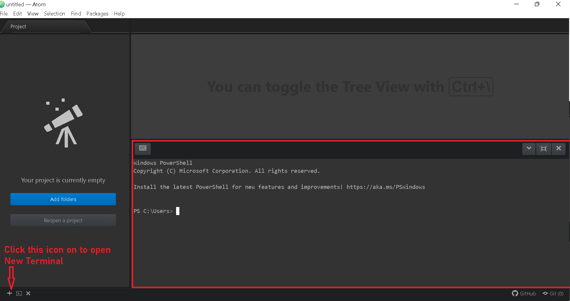 atom terminal toggle window