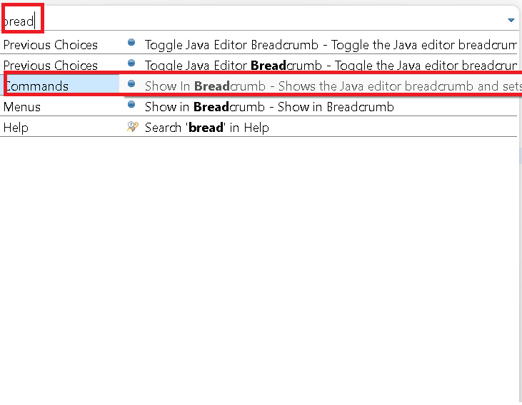 Eclipse disable breadcrumb