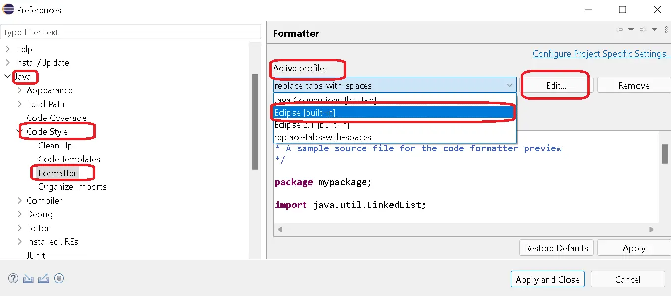 Eclipse java formatter line length limit