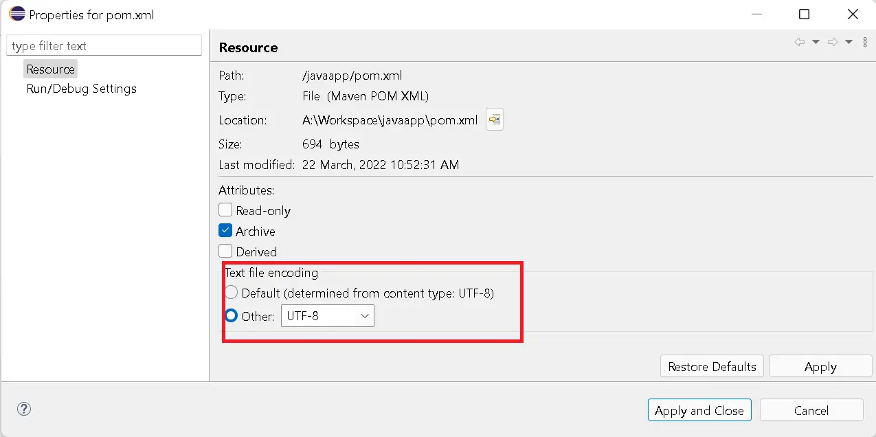 Eclipse show default encoding