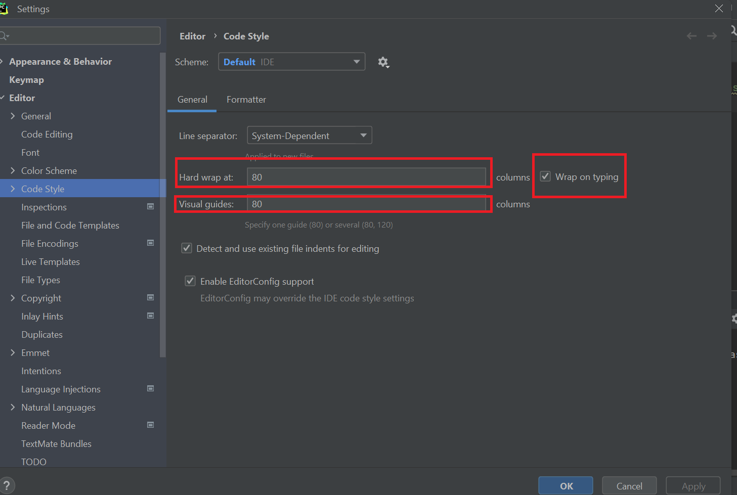 pycharm settings