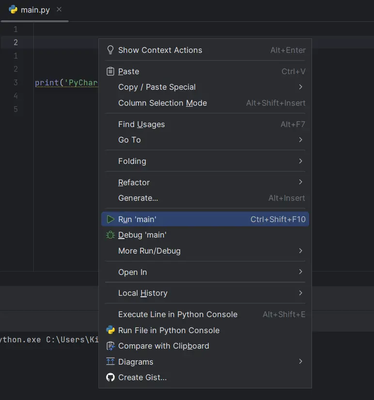 pycharm open