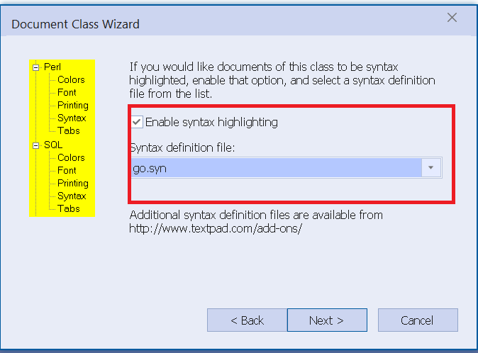 Textpad Syntax Highlight enable 