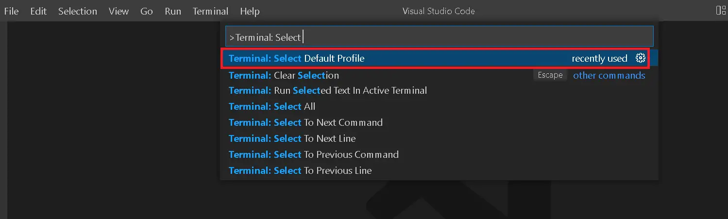 VSCode list all  terminal profiles