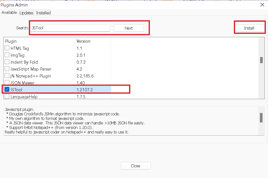 Beautify format JSON in Notepad++