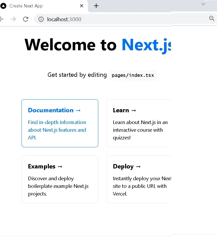 NextJS Hello World example